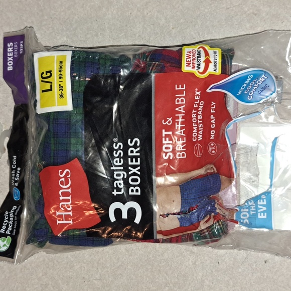 NWT-Men's LG Hanes tag tagless boxers. 2 pair. - Picture 3 of 4